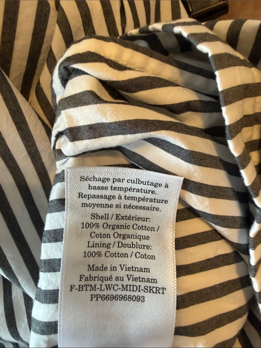 Striped Black and White A-Line Midi Skirt - Picture 4 of 4